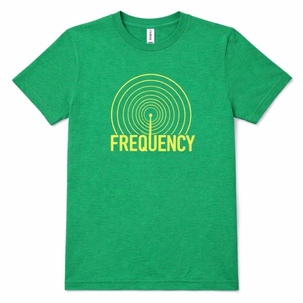 Tultex Men's Green Tee Shirt "Frequency" Size Small Cotton Poly Blend